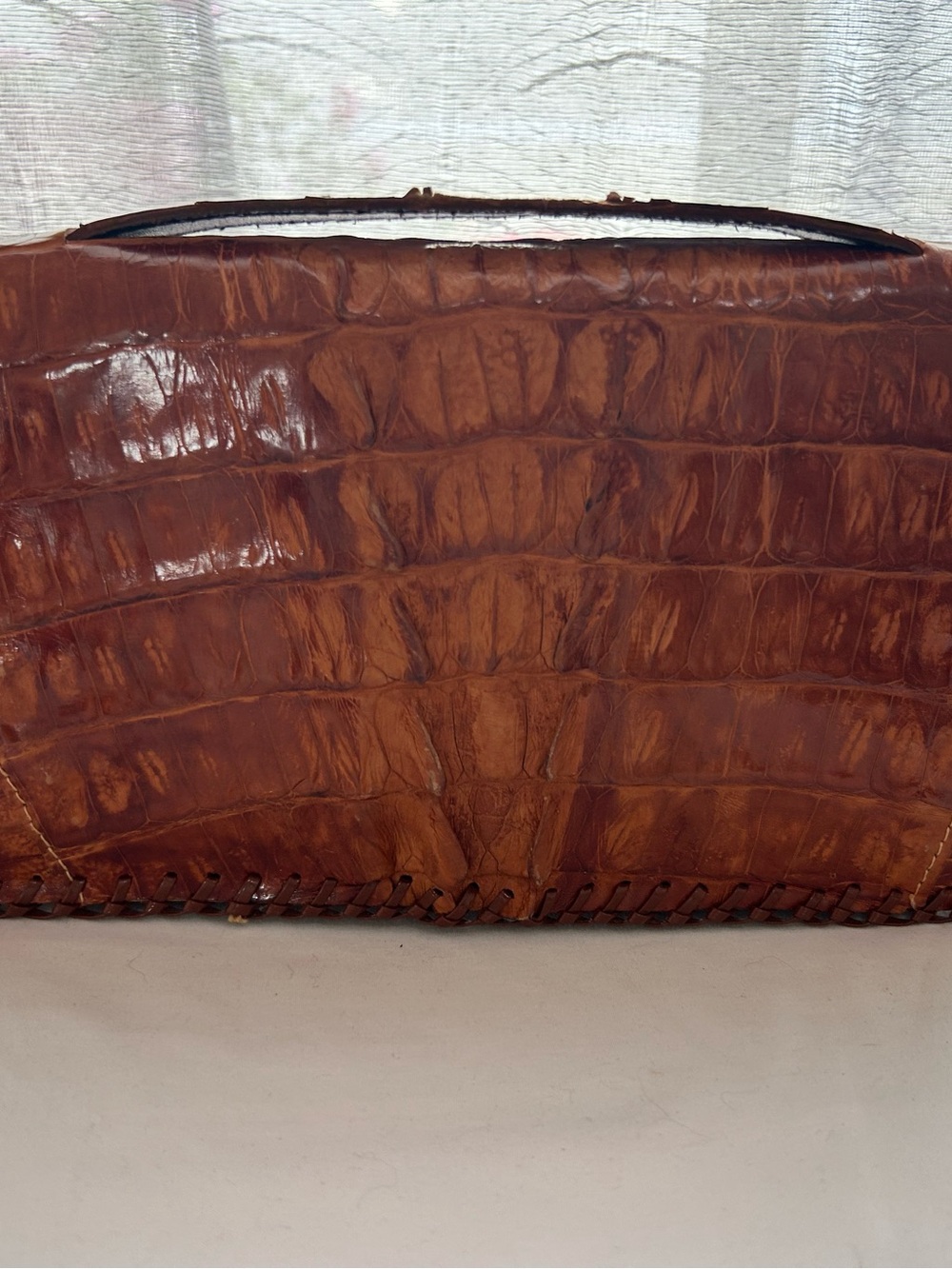 Men's Croc-Embossed Brown Leather Briefcase